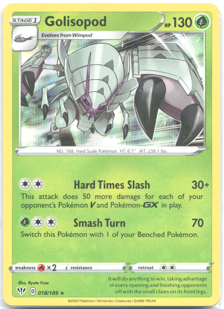 Golisopod Holo Rare SWSH03 Darkness Ablaze 018/189 NM Ryuta Fuse