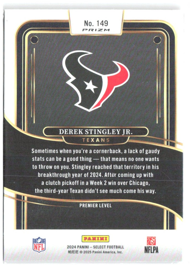 Derek Stingley Jr. Panini Select Black & Red Prizm Shock 149 2024 Houston Texans