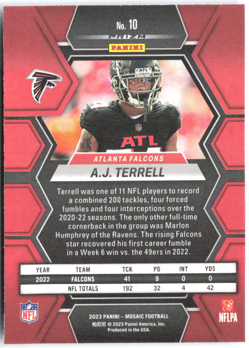 A.J. Terrell Panini Mosaic - Reactive Blue Mosaic 10 2023 Atlanta Falcons