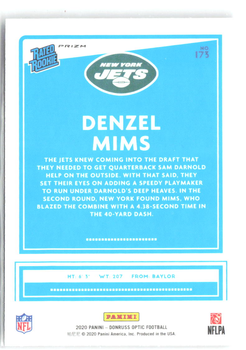 Denzel Mims Donruss Optic - Holo 173 2020 New York Jets