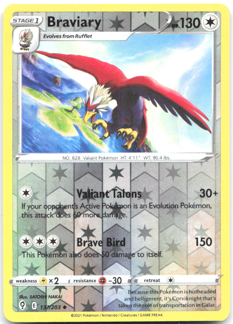 Braviary Reverse Holo Uncommon SWSH07 Evolving Skies 137/203 NM SATOSHI NAKAI