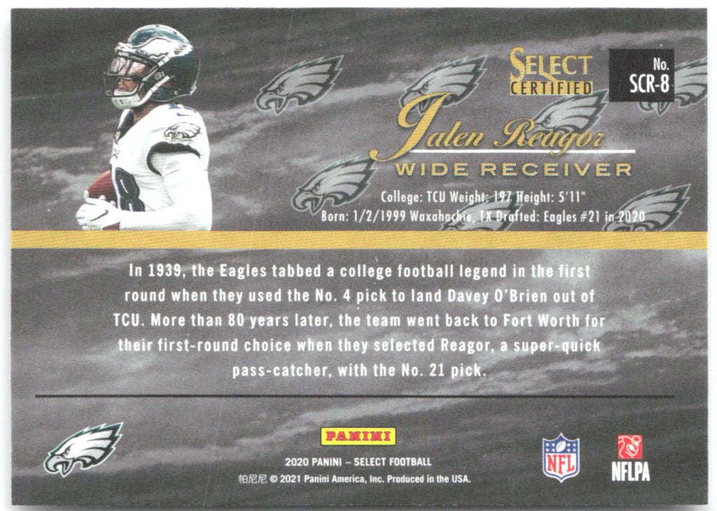 Jalen Reagor Panini Select - Select Certified Rookies SCR-8 2020 Philadelphia Eagles