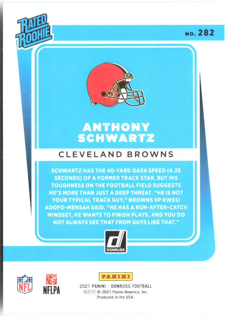 Anthony Schwartz Donruss 282 2021 Cleveland Browns RC