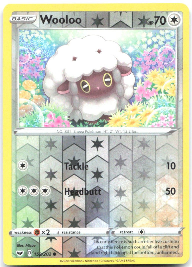 Wooloo (153) Reverse Holo Common SWSH01: Sword & Shield Base Set 153/202 NM Kyoko Umemoto