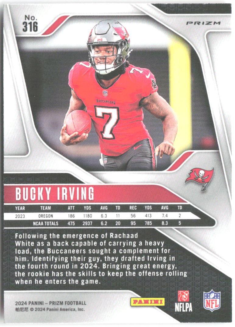Bucky Irving Panini Prizm - Disco 316 2024 Tampa Bay Buccaneers