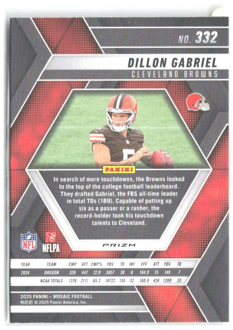 Dillon Gabriel Panini Mosaic - Mosaic Green 332 2025 Cleveland Browns