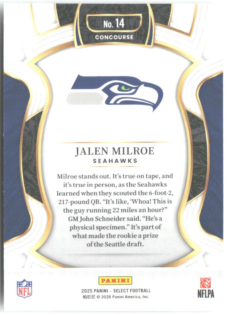 Jalen Milroe Panini Select 14 2025 Seattle Seahawks