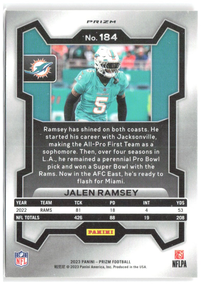Jalen Ramsey Panini Prizm - Lazer 184 2023 Miami Dolphins
