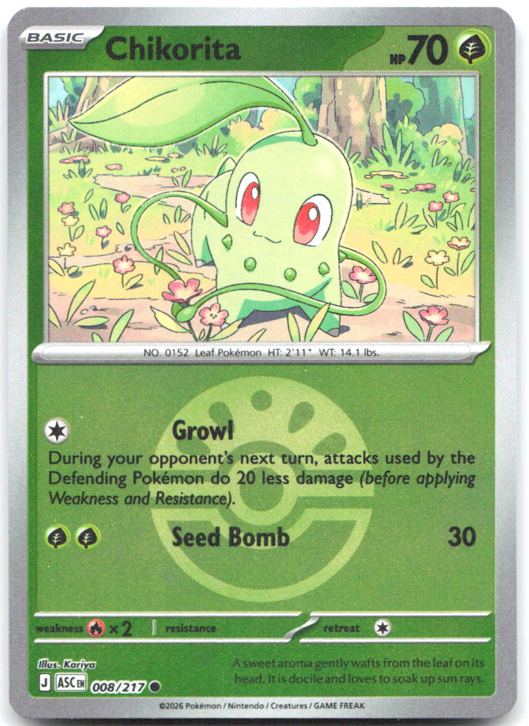 Chikorita Friend Ball Reverse Holo Common ME Ascended Heroes 008/217 NM Kariya