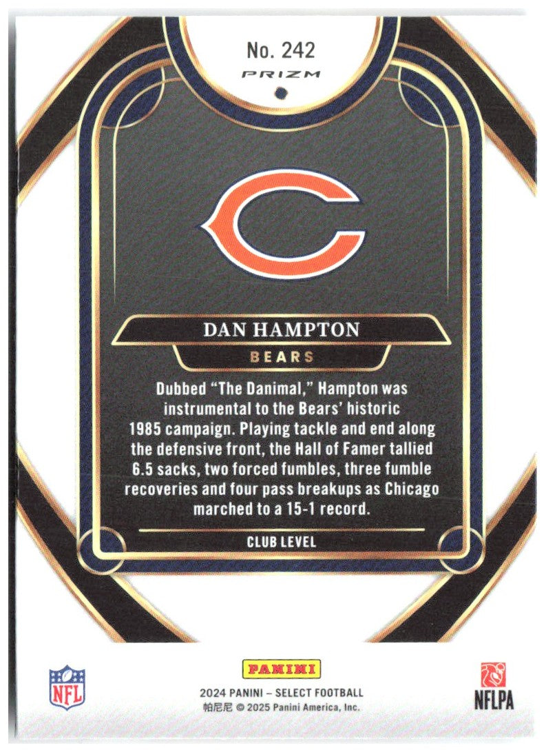 Dan Hampton Panini Select - Red & Yellow Prizm Shock 242 2024 Chicago Bears