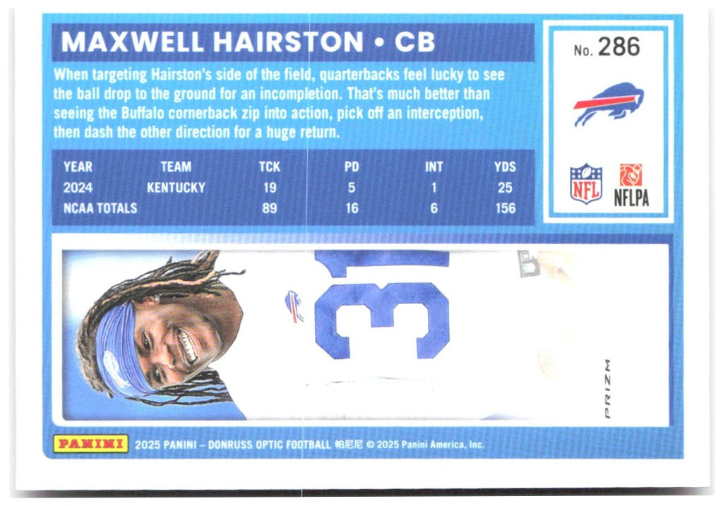Maxwell Hairston Donruss Optic - Pink 286 2025 Buffalo Bills