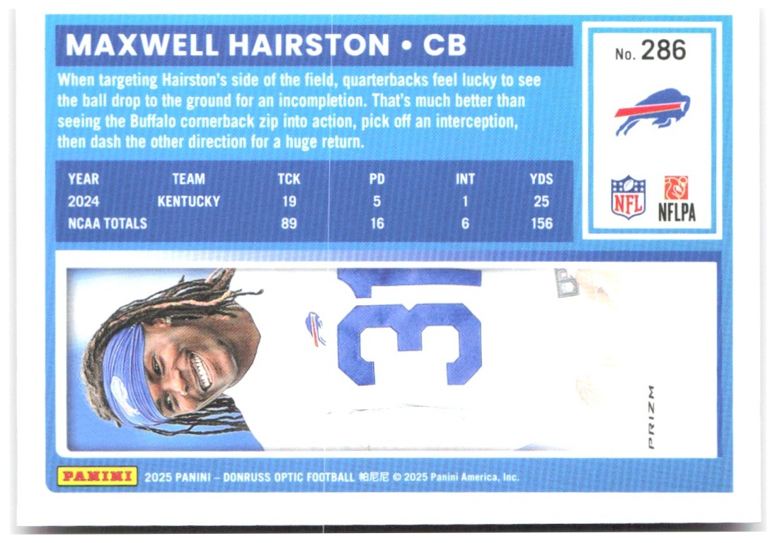 Maxwell Hairston Donruss Optic - Pink 286 2025 Buffalo Bills