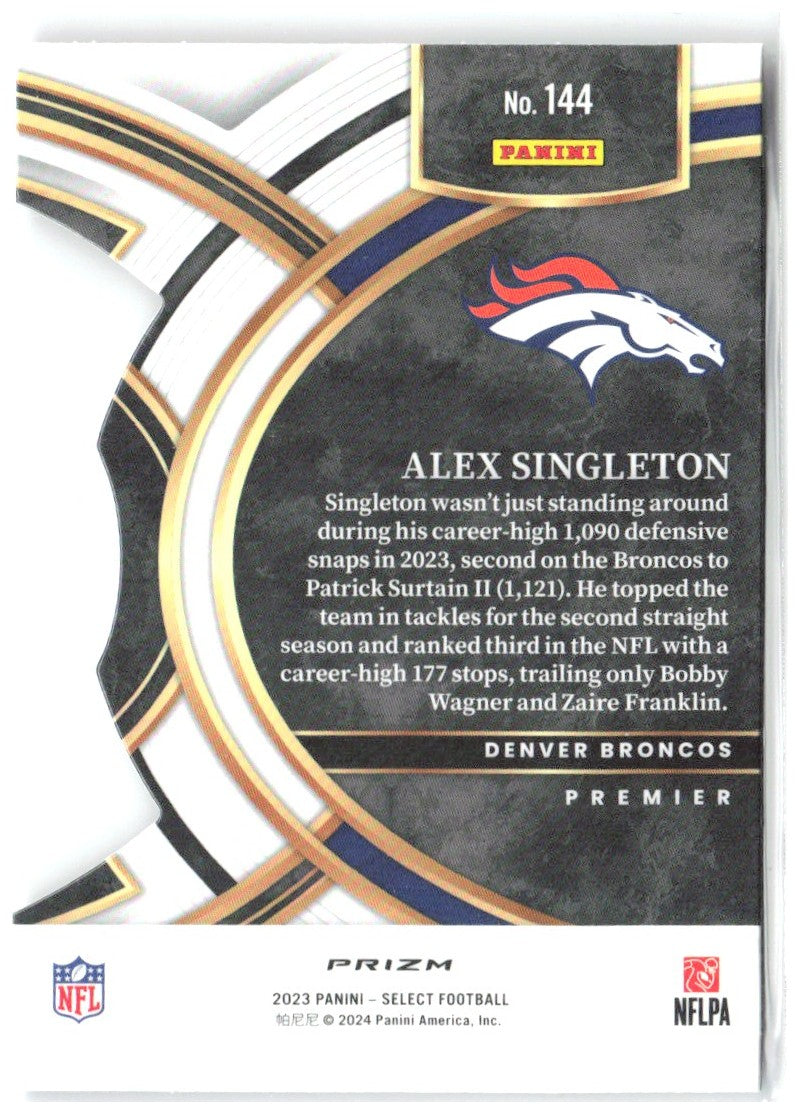 Alex Singleton Select - Red and Blue Prizms Die Cuts 144 2023 Denver Broncos