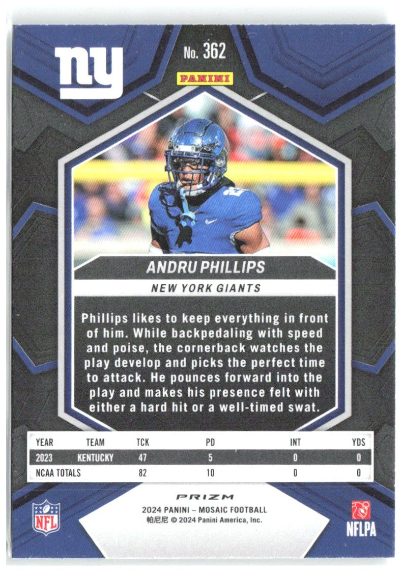 Andru Phillips Panini Mosaic - Mosaic Green 362 2024 New York Giants