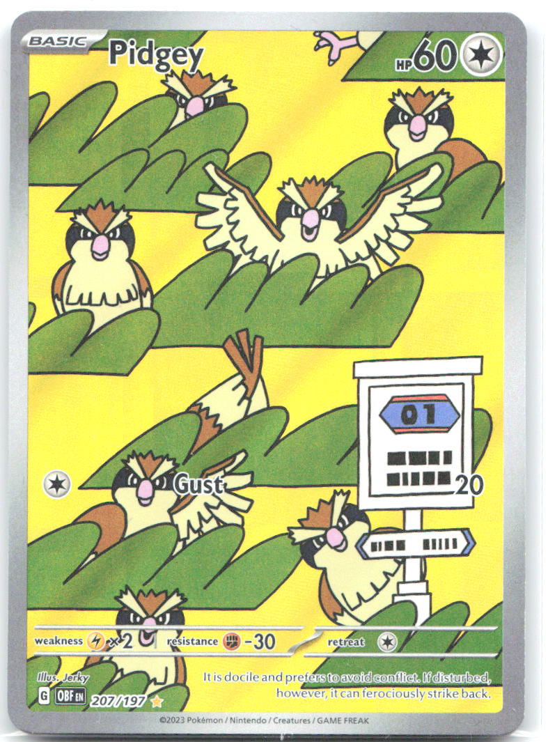 Pidgey Holo Illustration Rare SV03: Obsidian Flames 207/197 NM Jerky