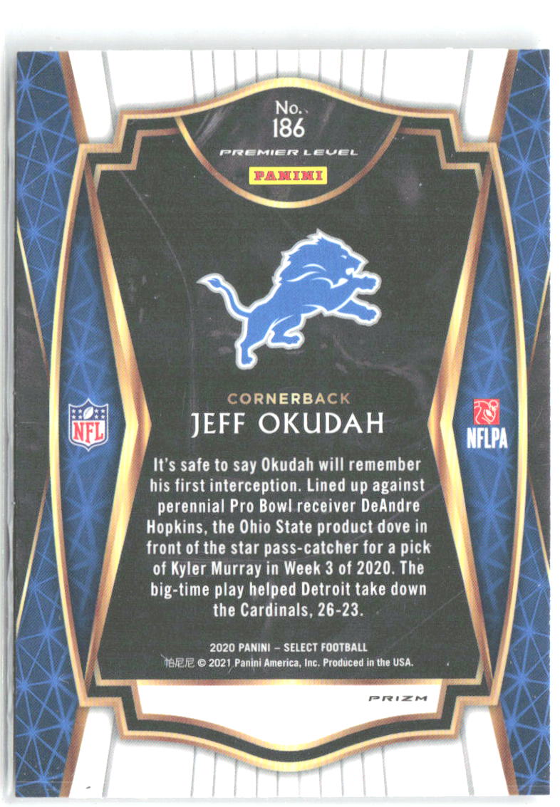 Jeff Okudah Panini Select - Silver Prizm 186 2020 Detroit Lions