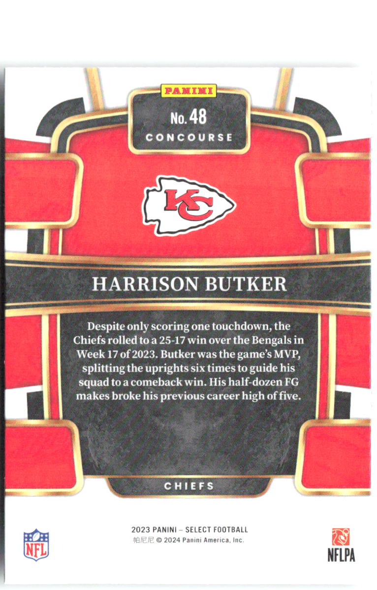 Harrison Butker Panini Select 48 2023 Kansas City Chiefs