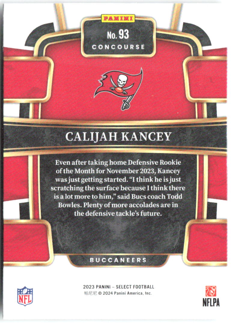 Calijah Kancey Panini Select 93 2023 Tampa Bay Buccaneers RC