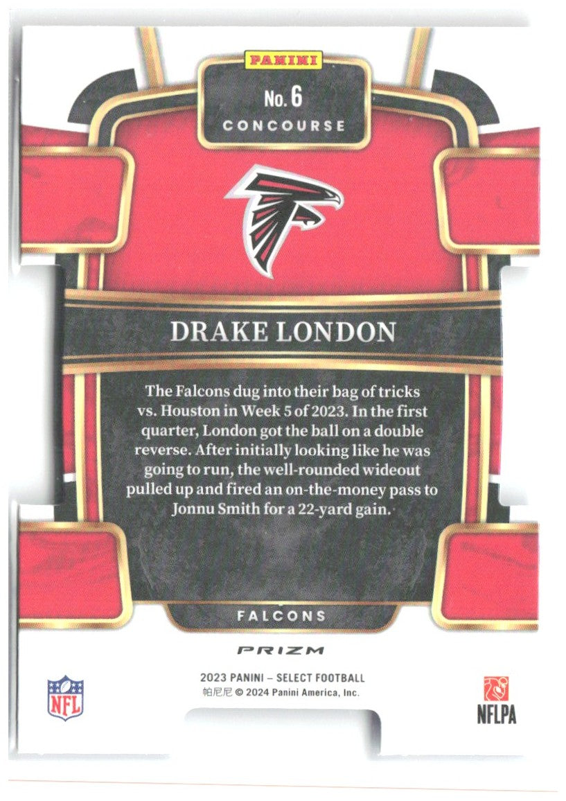 Drake London Panini Select - Red and Blue Prizms Die Cuts 6 2023 Atlanta Falcons