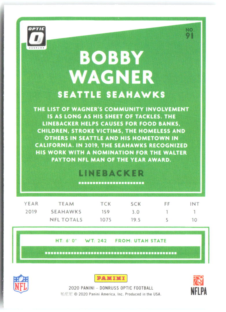 Bobby Wagner Donruss Optic 91 2020 Seattle Seahawks