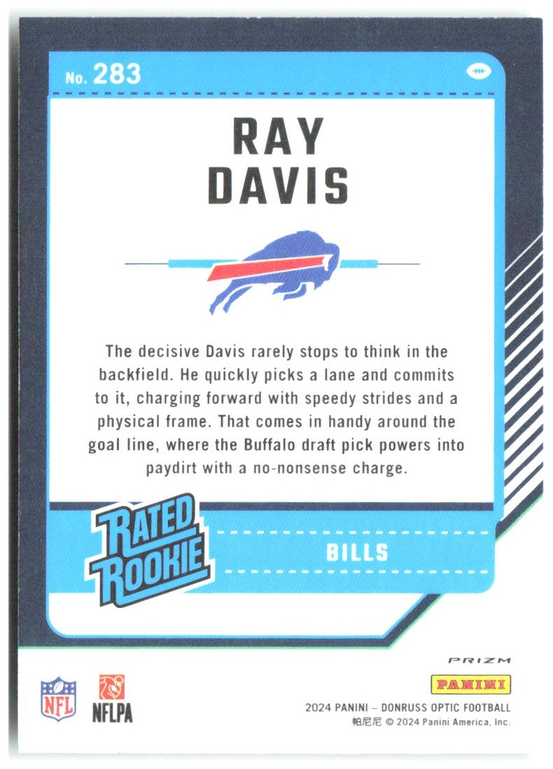 Ray Davis Donruss Optic - Green Hyper 283 2024 Buffalo Bills