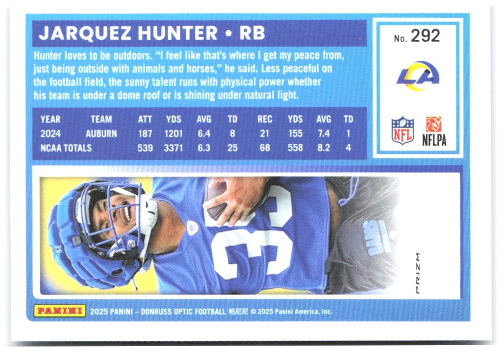 Jarquez Hunter Donruss Optic - Purple Shock 292 2025 Los Angeles Rams