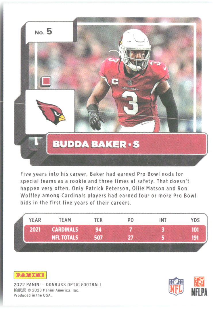 Budda Baker Donruss Optic 5 2022 Arizona Cardinals