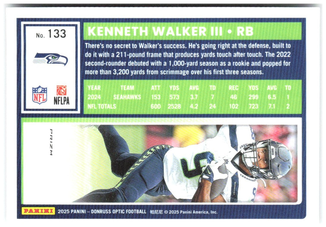 Kenneth Walker III Donruss Optic - Holo 133 2025 Seattle Seahawks