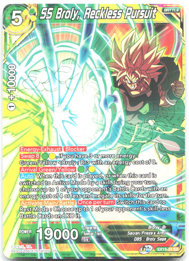 SS Broly Reckless Pursuit Expansion Rare Special Anniversary Set 2021 EX19 31 NM