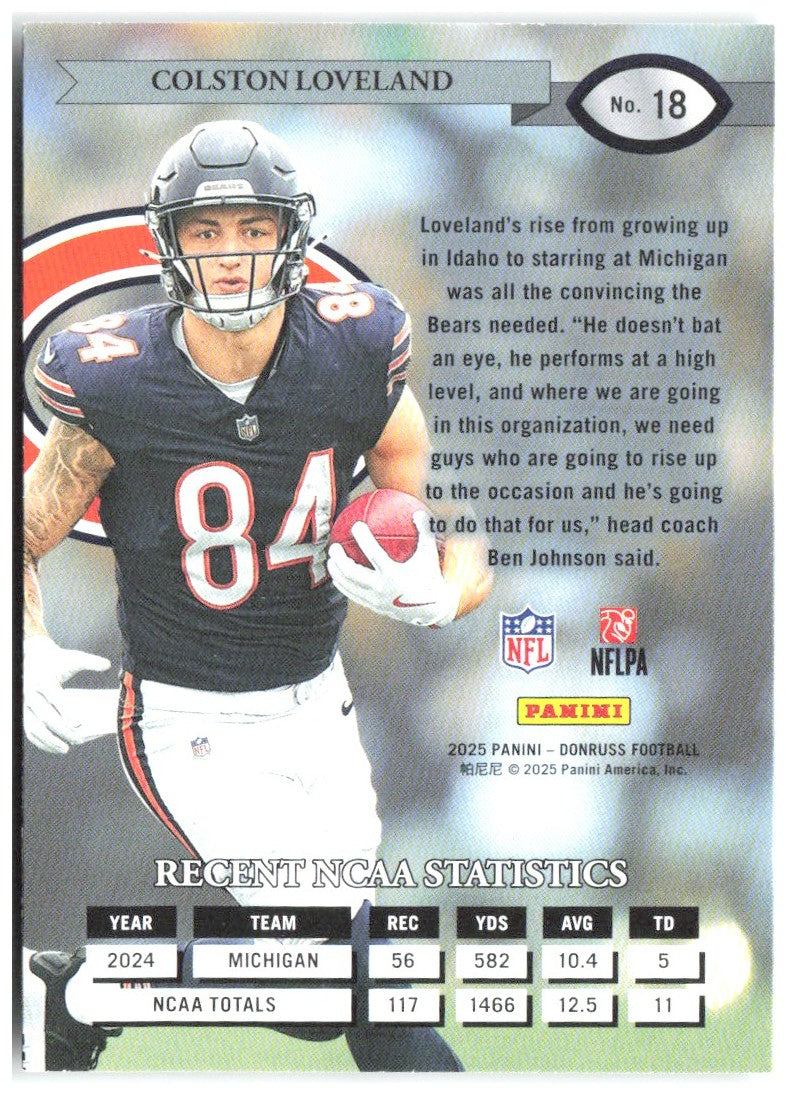 Colston Loveland Donruss - Retro 1995 18 2025 Chicago Bears