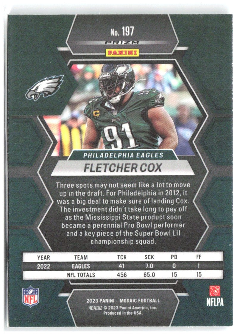 Fletcher Cox Panini Mosaic - Mosaic 197 2023 Philadelphia Eagles