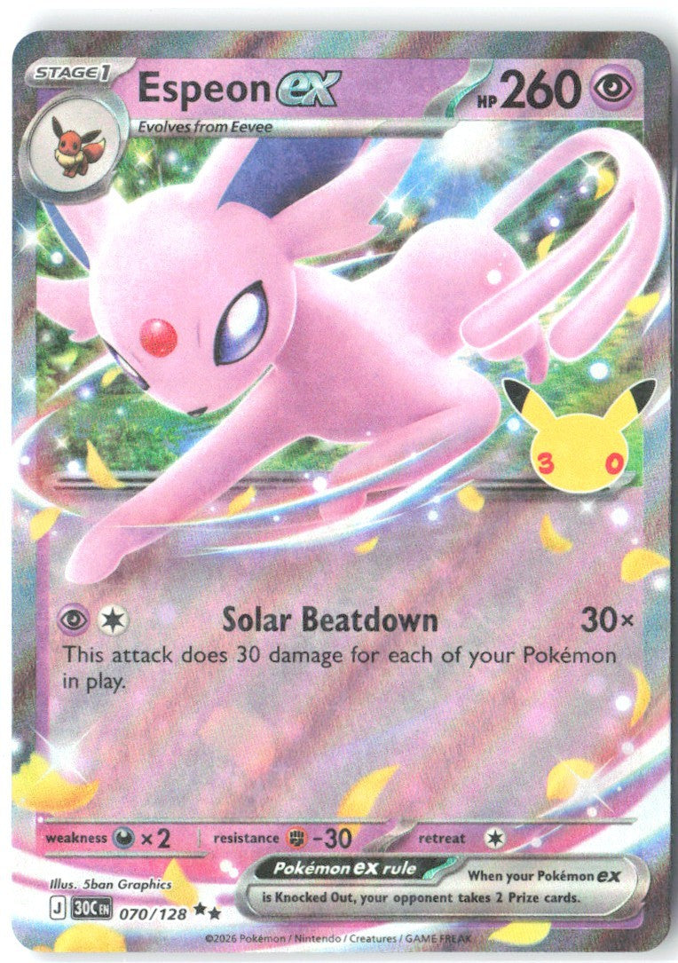 Espeon ex Double Rare ME 30th Celebration 070/128 NM 5ban Graphics