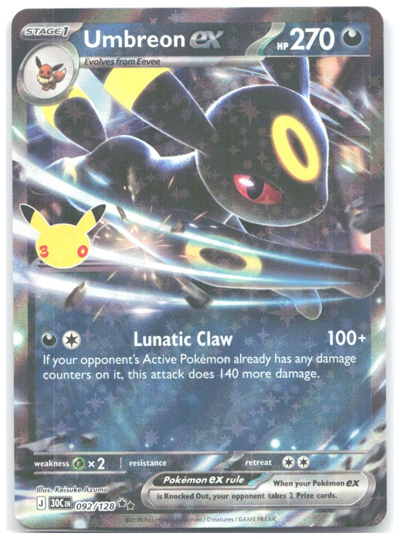 Umbreon ex Double Rare ME 30th Celebration 092/128 NM Keisuke Azuma