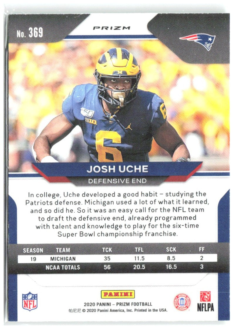 Josh Uche Panini Prizm - Prizm Neon Green Pulsar 369 2020 New England Patriots