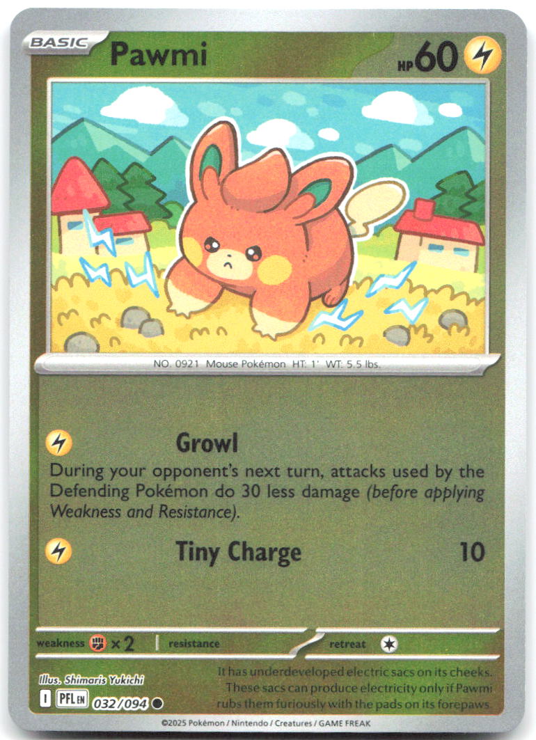 Pawmi Reverse Holo Common ME02 Phantasmal Flames 032/094 NM Shimaris Yukichi