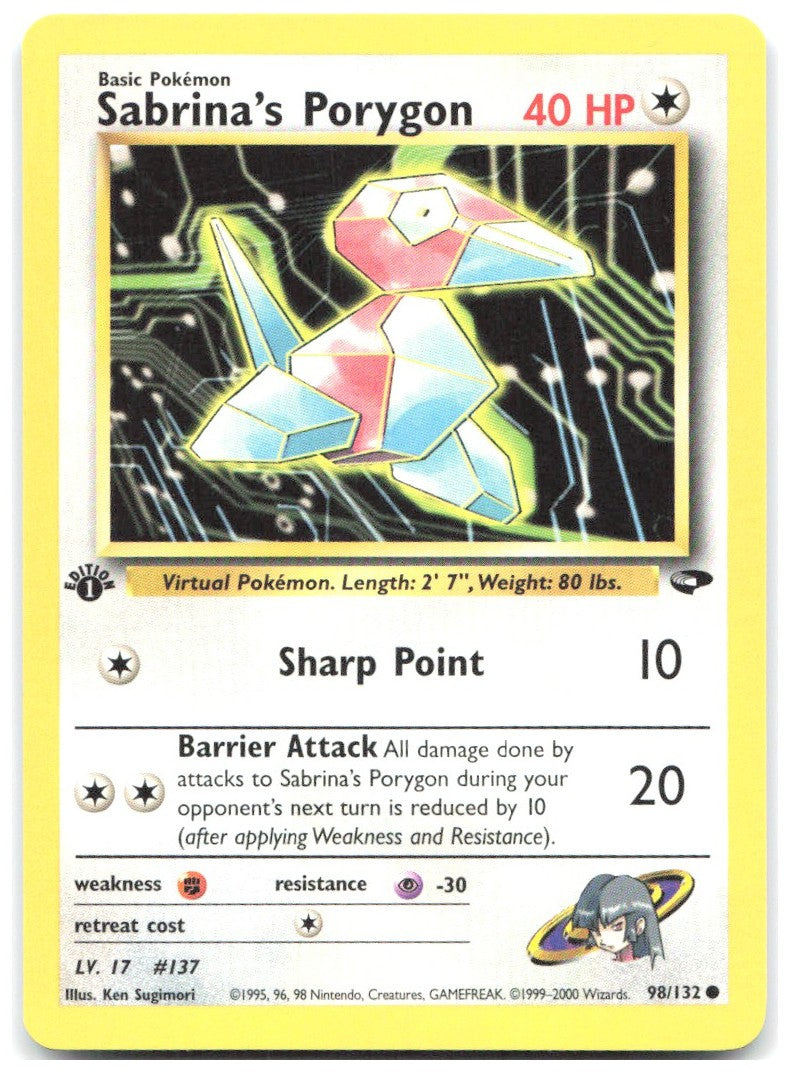 Sabrina's Porygon 1st Edition Common Gym Challenge 098/132 NM Ken Sugimori