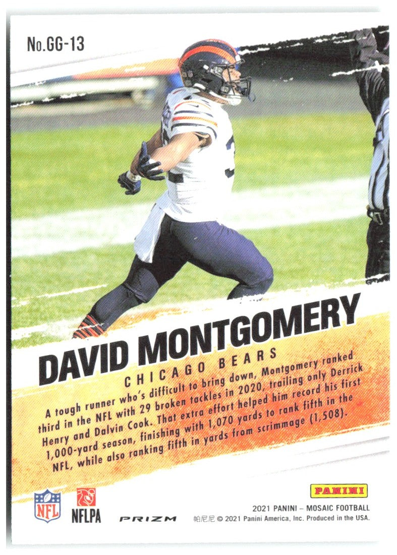 David Montgomery Panini Mosaic - Got Game? Mosaic Green GG-13 2021 Chicago Bears
