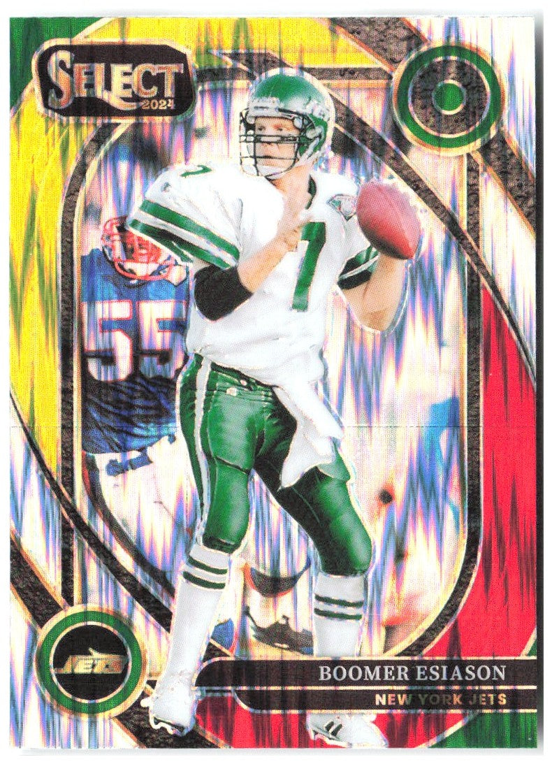 Boomer Esiason Panini Select - Red & Yellow Prizm Shock 209 2024 New York Jets