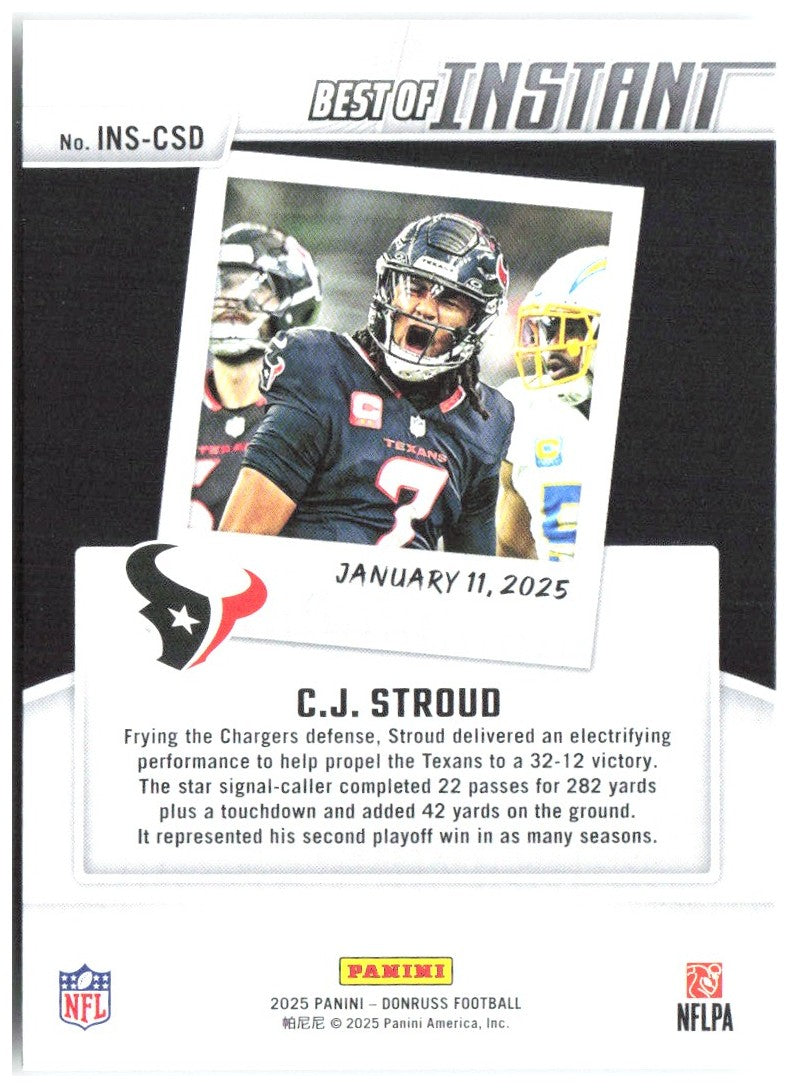C.J. Stroud Donruss - Best of Instant INS-CSD 2025 Houston Texans