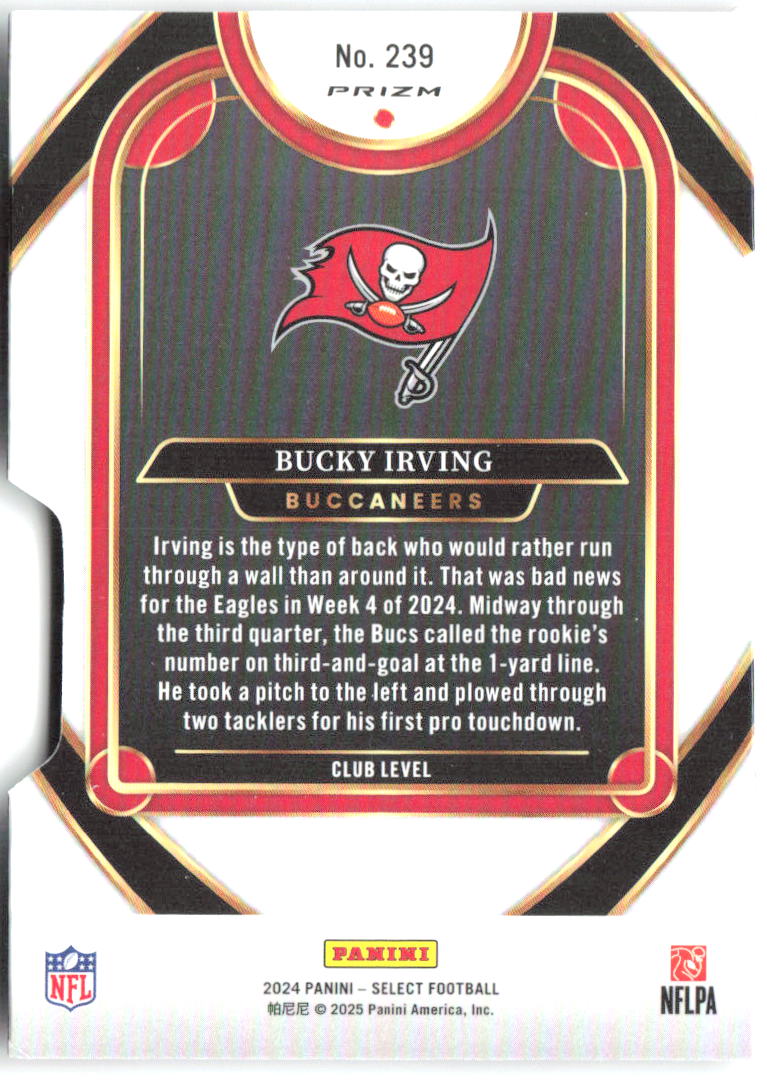 Bucky Irving Panini Select - Silver Prizm Die Cut 239 2024 Tampa Bay Buccaneers