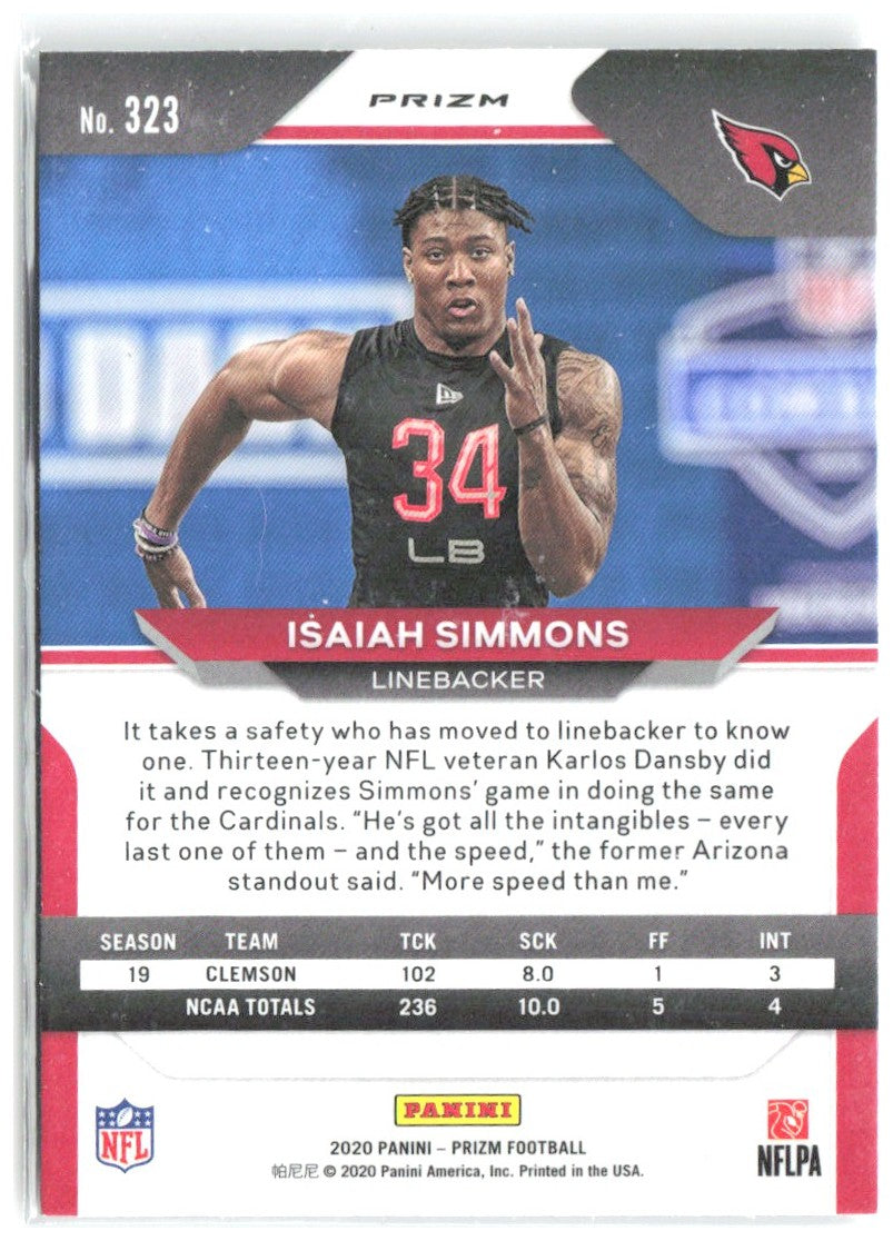 Isaiah Simmons Panini Prizm - Prizm 323 2020 Arizona Cardinals