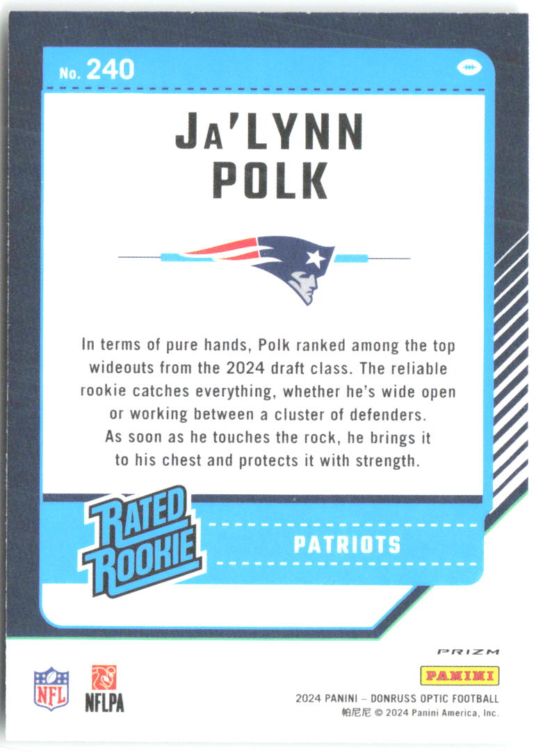 Ja'Lynn Polk Donruss Optic - Green Hyper 240 2024 New England Patriots
