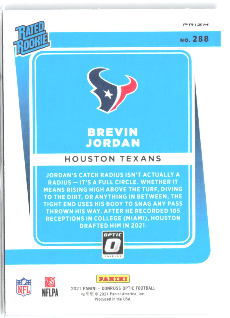 Brevin Jordan Donruss Optic - Purple Shock 288 2021 Houston Texans