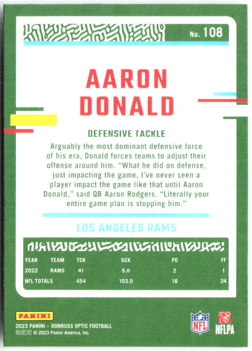 Aaron Donald Donruss Optic 108 2023 Los Angeles Rams