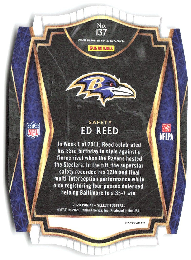 Ed Reed Panini Select - Red Prizm Die Cut 137 2020 Baltimore Ravens