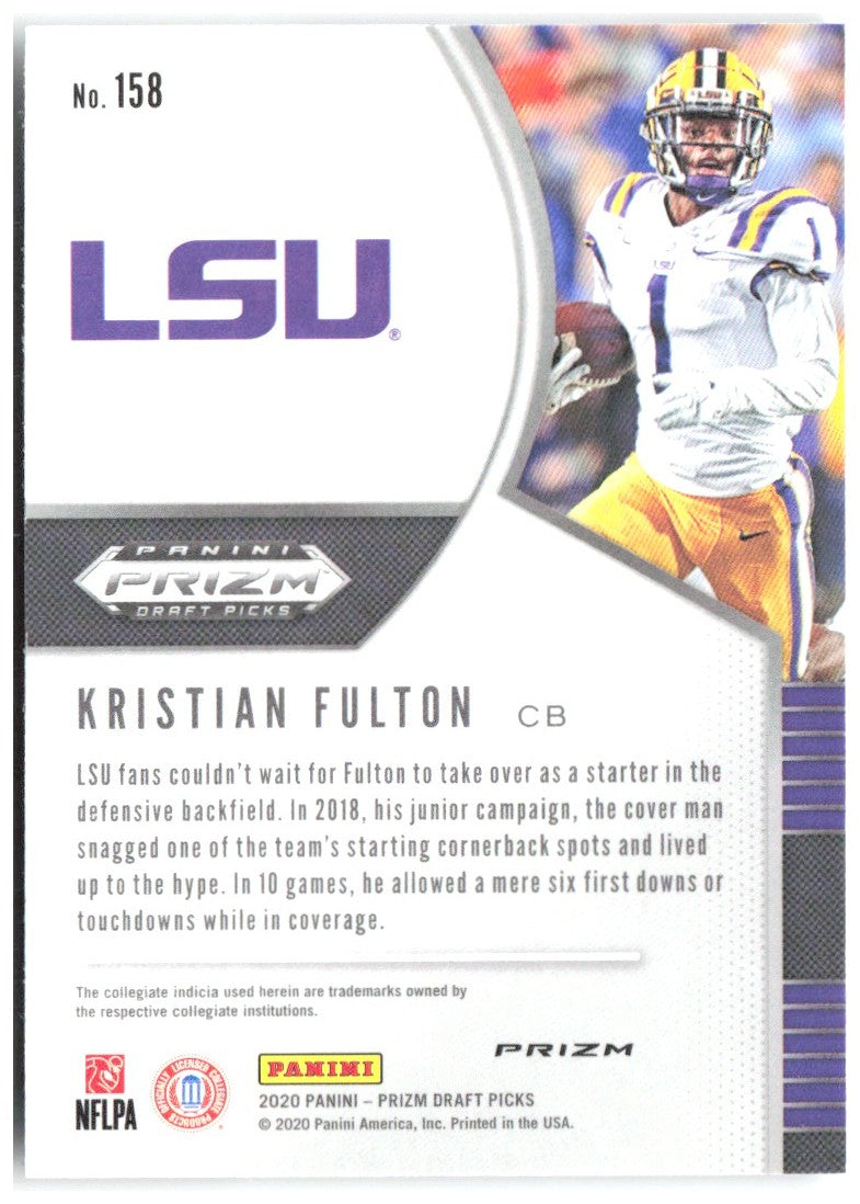 Kristian Fulton Panini Prizm Draft Picks - Prizms Silver 158 2020 LSU Tigers