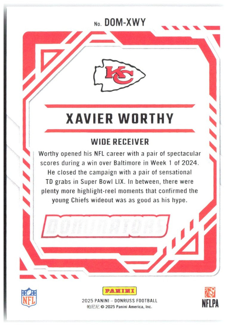 Xavier Worthy Donruss - Dominators DOM-XWY 2025 Kansas City Chiefs