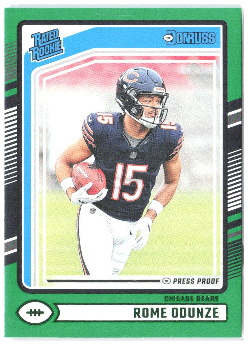 Rome Odunze Donruss - Press Proof Green 309 2024 Chicago Bears