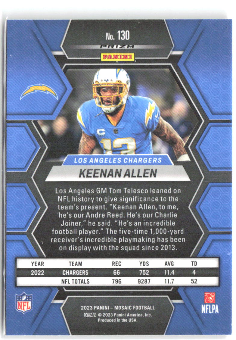 Keenan Allen Panini Mosaic - Camo Red Mosaic 130 2023 Los Angeles Chargers