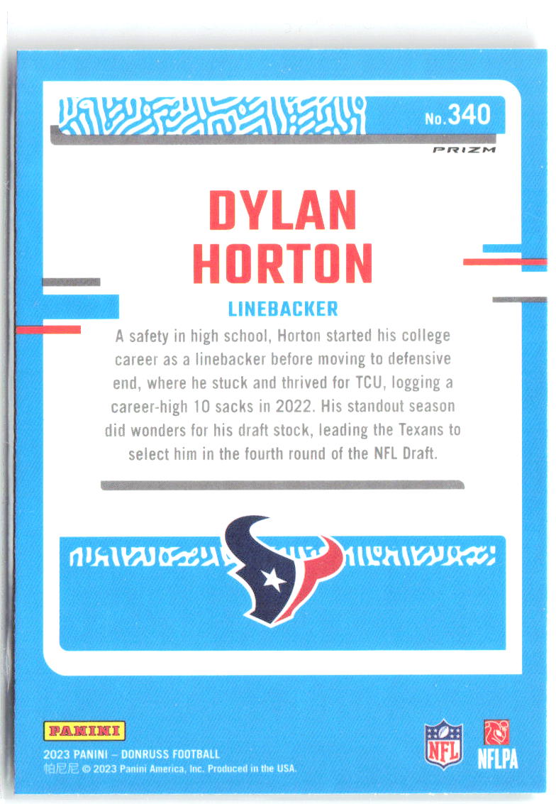 Dylan Horton Optic Rated Rookie Red & Green Prizm 340 2023 Houston Texans